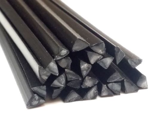 Plastic welding rods P/E 4mm Triangular Black 25 rods