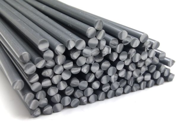 Plastic welding rods PVC-U rigid 4mm Round Gray 25 bars | az-reptec