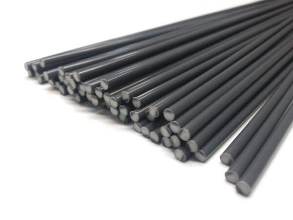 Plastique baguettes de soudure PVC-U rigide 3mm Ronde Gris 1kg barres face | az-reptec