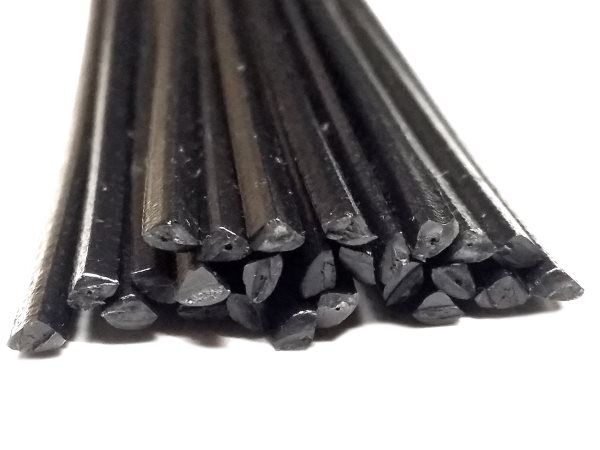 Plastic welding rods PBT 4mm triangular Black 25 rods front | az-reptec