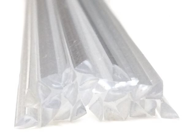 Plastic welding rods PMMA 4mm triangular Transparent 25 rods Front | az-reptec