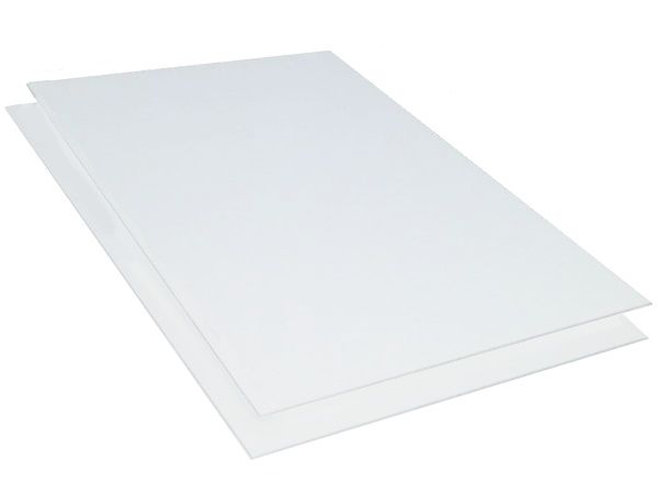 Kunststoffplatte ABS 2mm Weiß 1000 x 500 mm (100 x 50 cm) Einseitige  Schutzfolie und Made